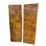 2 MCM STYLE ALL BURLED TALL CABINETS