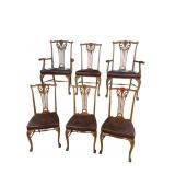 6 EXCEPTIONAL OAK CHIPPENDALE ANTIQUE CHAIRS