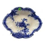 W & E HORN ENGLAND BLUE AND WHITE FLORAL SERVING