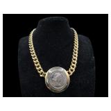 GOLDTONED ELIZABETH II REGINA COIN NECKLACE