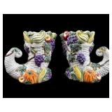 TWO 1993 FITZ AND FLOYD OMNIBUS CORNUCOPIA VASES