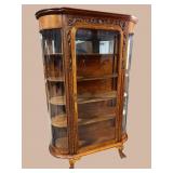 TIGER OAK CARVED BOW GLASS CHINA CLOSET