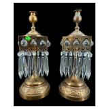 2 19TH CENT. ORNATE BRASS AND IRON PRISM MANTLE