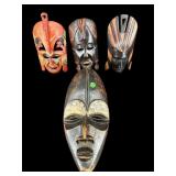 LOT OF 4 WOOD CARVED TRIBAL MASKS
