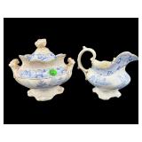 PORCELAIN TRANSFERWARE CREAM AND SUGAR