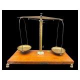 ANTIQUE WOOD AND BRASS BECKER