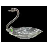 CRYSTAL HAND BLOWN SWAN BOWL