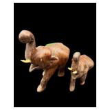 2 PC LOT WOODEN CARVED ELEPHANT FIGURINES
