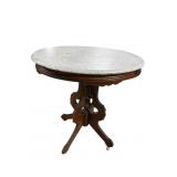 WALNUT VICTORIAN MARBLE TOP TABLE