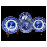 LOT OF 4 ANTIQUE VARIOUS MAKER BLUE AND WHITE