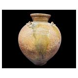 LARGE MARKED ORIENTAL DRIP POTTERY VASE WITH