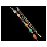 PAIR OF SCARAB GEMSTONE BRACELETS