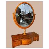 19TH CENT. BIRDS EYE MAPLE LOLLIPOP SHAVING MIRROR