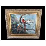 OIL ON CANVAS OF PARROTS