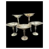 LOT OF 5 STERLING SILVER WEIGHTED COMPOTES