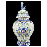 HAND PAINTED ITALIAN FLORAL GINGER JAR WITH LID