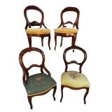 LOT OF 4 VICTORIAN CARVED BALLOON BACK CHAIRS