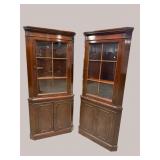 2 QUALITY MADE MAHOGANY CORNER CUPBOARDS