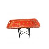 WOODEN PAINTED TRAY ON STAND