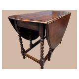 OAK BARLEY TWIST DROP LEAF ENGLISH TABLE