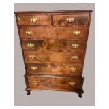 MAHOGANY FINISH SOLID CHEST ON CHEST