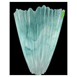 LARGE BLUE SWIRL ART GLASS VASE