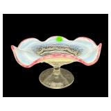 ANTIQUE JEFFERSON GLASS WHITE OPALESCENT FOOTED