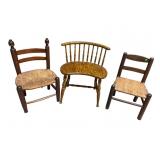 LOT OF 3 ANTIQUE CHILDS CHAIRS