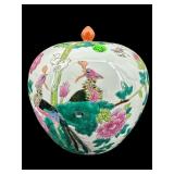 ORIENTAL PORCELAIN FLORAL GINGER JAR WITH LID