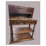 LION HEAD CARVED BARLEY TWIST OAK LIFT TOP SERVER