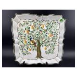 ITALIAN HAND PAINTED BIRD IN PEAR TREE CERAMIC