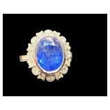 PLATINUM NATURAL BLUE SAPPHIRE & DIAMOND RING