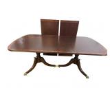 HIGH QUALITY MAHOGANY BANDED DOUBLE PEDESTAL