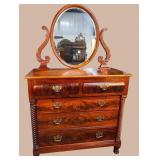 19TH CENTURY FLAMED MAHOGANY TALL CHEST WITH