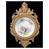 ORNATE GOLD FRAMED PORCELAIN PLATE