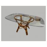BAMBOO GLASS TOP TABLE