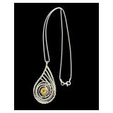 DESIGNER OR PAZ STERLING SILVER CITRINE NECKLACE;