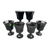SET OF 6 INDEPENDENCE GLASS BLACK WINE STEMS