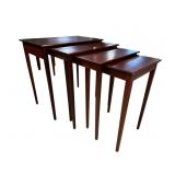 SET OF 4 MAHOGANY INLAID STACKING TABLES