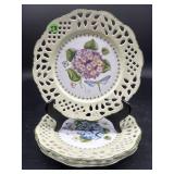 SET OF 3 ANDREA BY SADEK FLORAL RETICULATED PLATES
