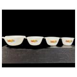 4 VINTAGE FIRE KING NATUREï¿½S BOUNTY NESTING BOWLS