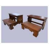 2 SOLID MAHOGANY BED STEPS