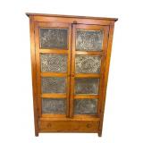 19TH CENTURY PINE PUNCH TIN PIE SAFE