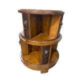 MIXED WOOD LION HEAD REVOLVING BOOKCASE