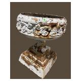ANTIQUE EXTRA LARGE ORNATE URN ON PEDESTAL