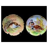 2 LIMOGES FRENCH CORNET GAME PLATES