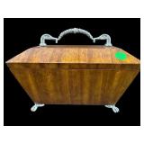 REGENCY STYLE MAHOGANY TEA CADDY DUCK HEAD HANDLE