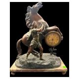 ANTIQUE FRENCH BRONZE & MARBLE SHELF CLOCK