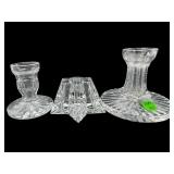 3 PC LOT WATERFORD CRYSTAL CANDLEHOLDERS