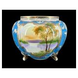 NIPPON JAPANESE HAND PAINTED PORCELAIN FOOTED BOWL